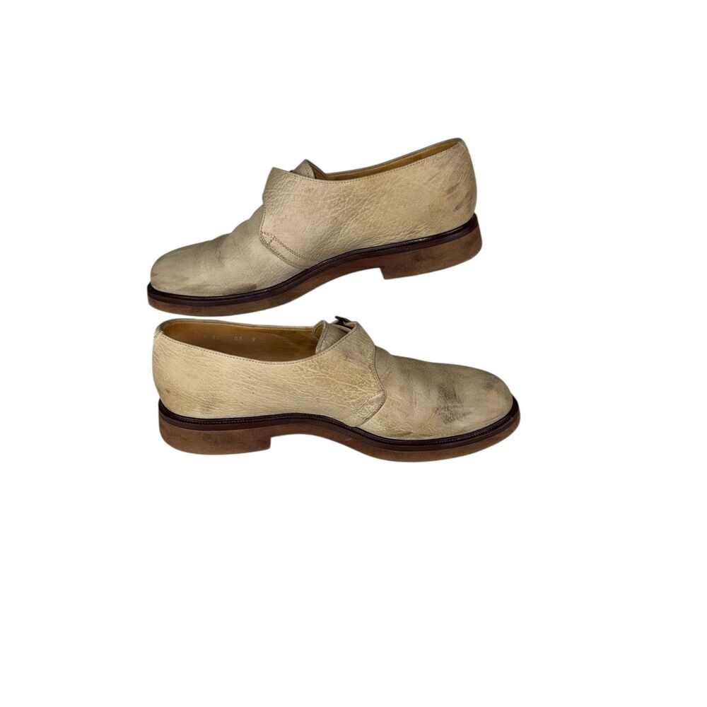 Giorgio Armani Mens Suede Toe Monk Strap Oxford Dress Shoes Beige Size 9 - Picture 5 of 13